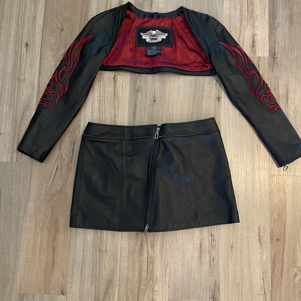 Vintage Harley-Davidson Black Leather modular dress size 12 - Picture 6 of 14